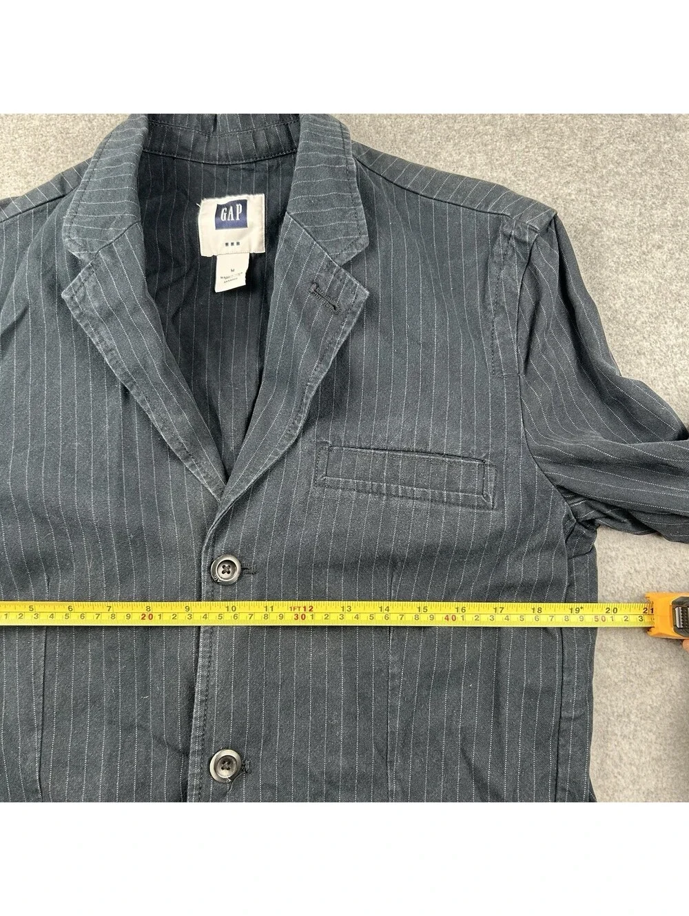 36/37 R (S) GAP Navy Blue Stripe Cotton 3 Btn Mens Jacket Sport Coat Blazer